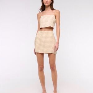 Abercrombie & Fitch Beige Checkered Mini Skirt